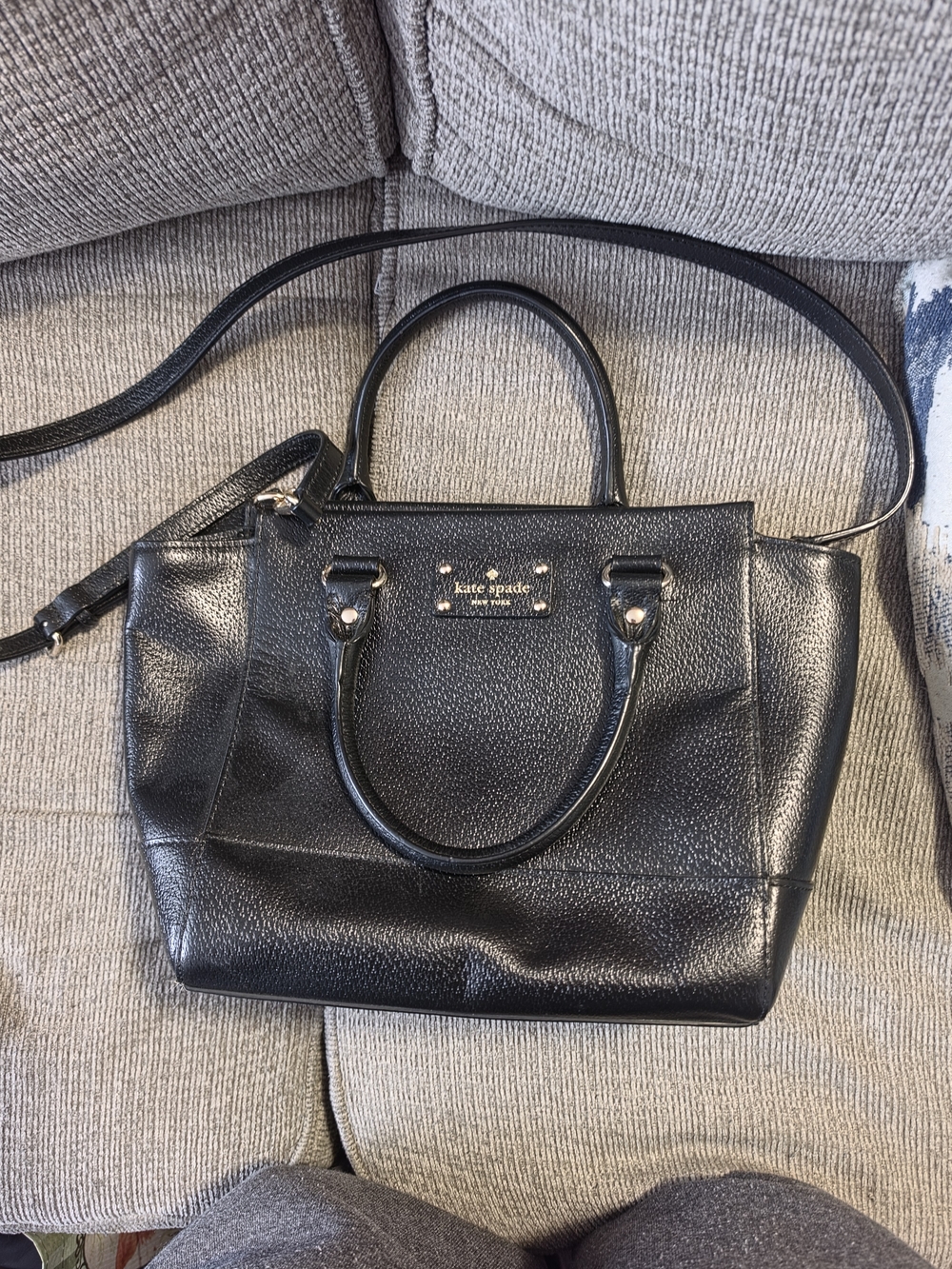 kate spade Black Leather Satchel with Strap